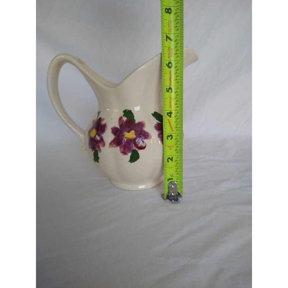 Small Hand Painted Signed Floral Pitcher and Bowl Set 1976 Violets Collectable - Picture 14 of 16
